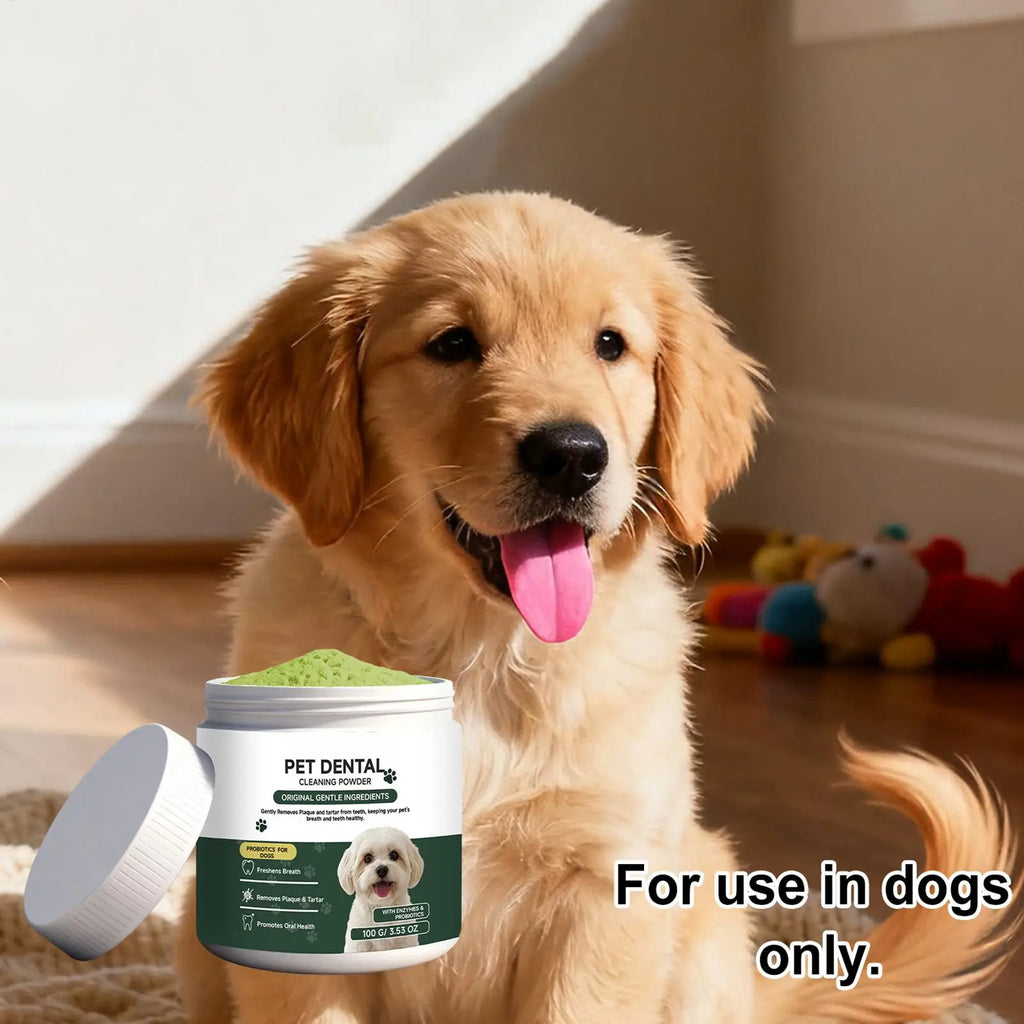 100G Dog Tooth Powder Freshen Breath Natural Plaque Tartar Remover Probiotic Teeth Cleaning Dental Care for Puppy Small Large