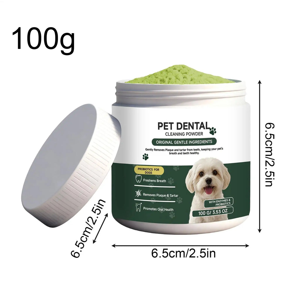 100G Dog Tooth Powder Freshen Breath Natural Plaque Tartar Remover Probiotic Teeth Cleaning Dental Care for Puppy Small Large